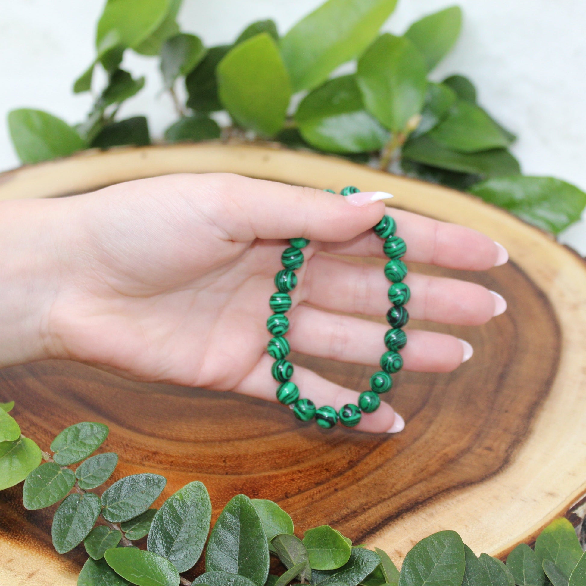 Malachite (Faux) Beaded Bracelet Bracelets Stone of Protection 