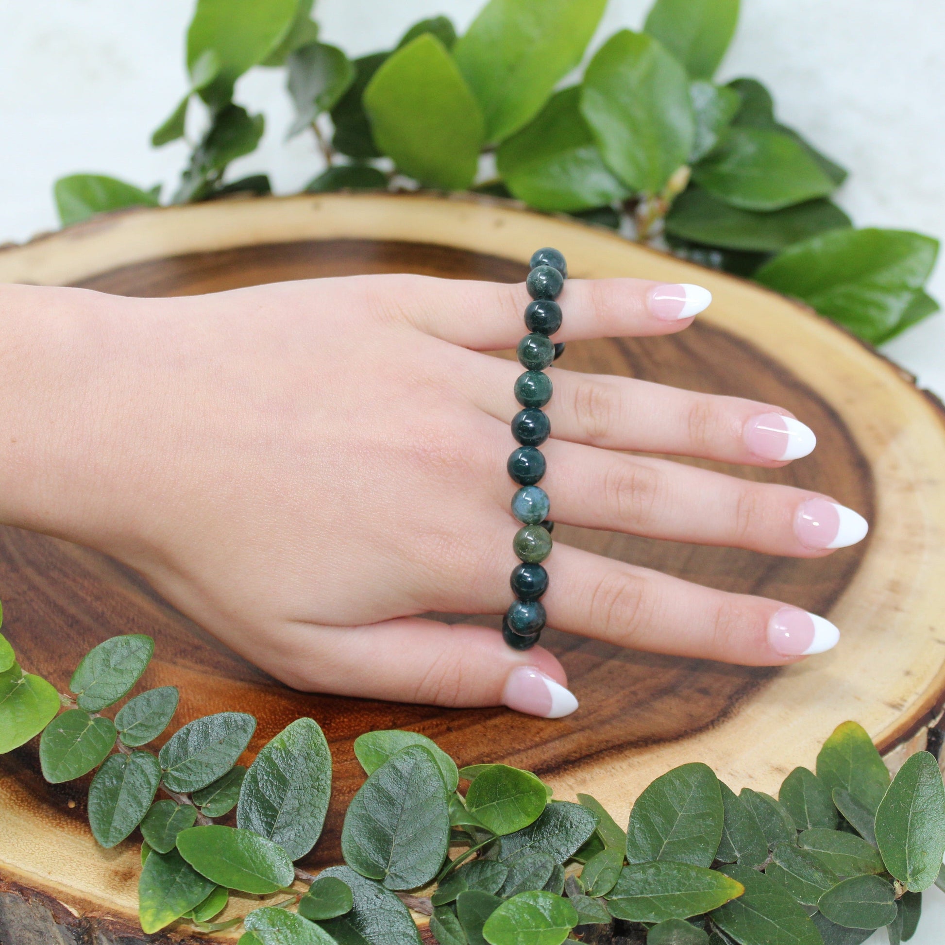 Moss Agate Beaded Bracelet Bracelets Strong & Victorious 