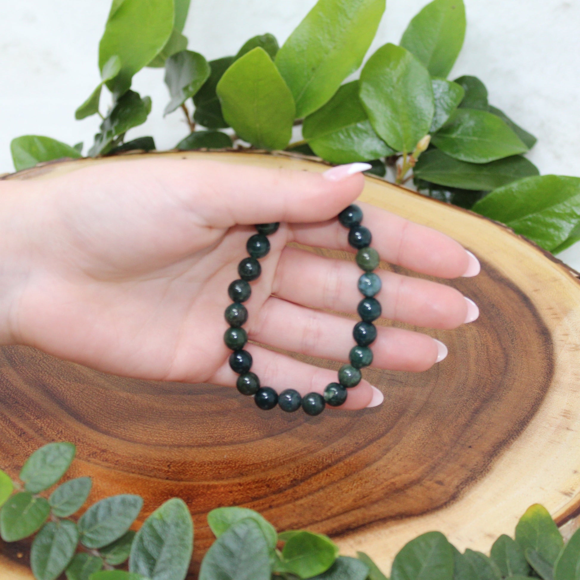 Moss Agate Beaded Bracelet Bracelets Strong & Victorious 