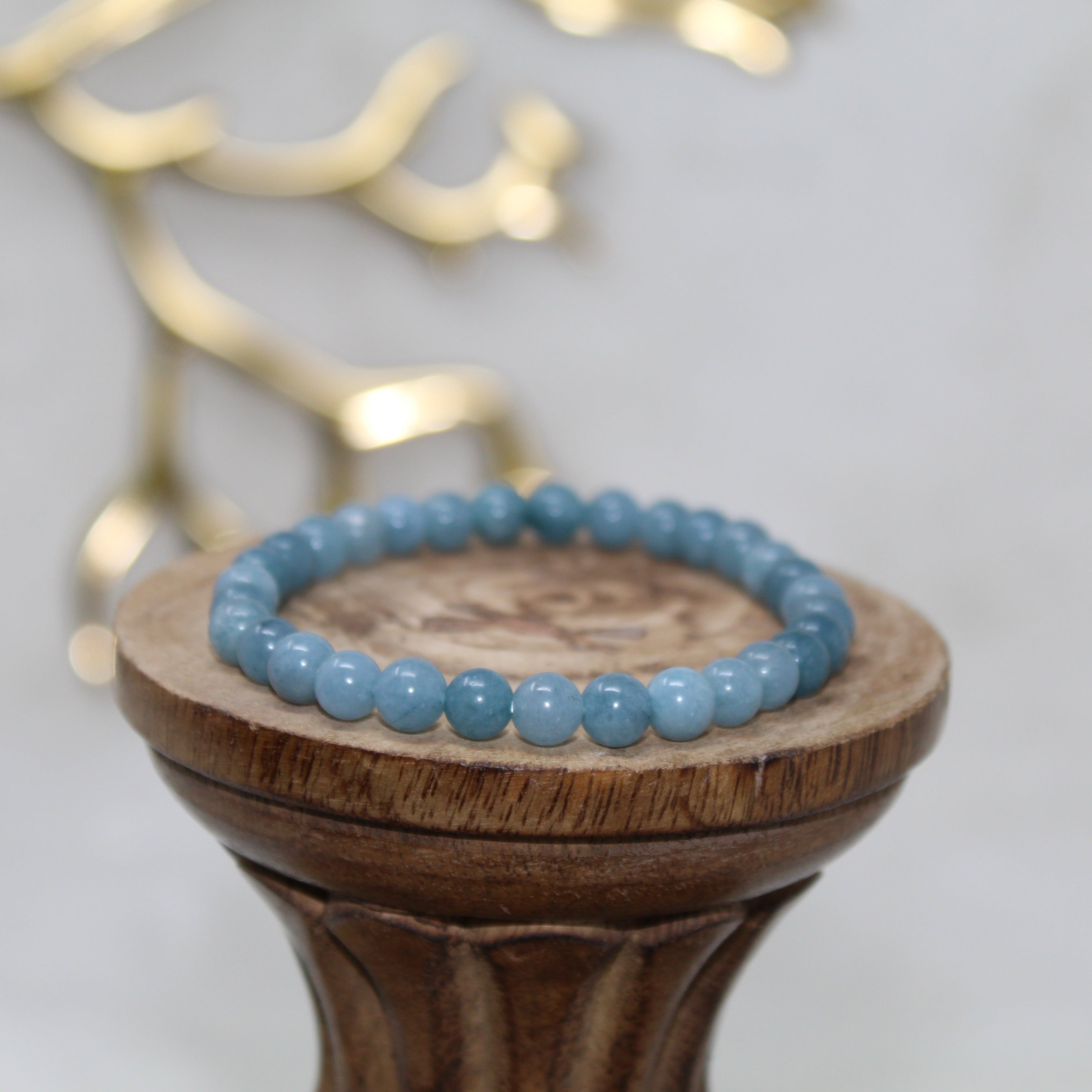 Aquamarine Beaded Bracelet Bracelets Humanity 6mm Beads Aquamarine 
