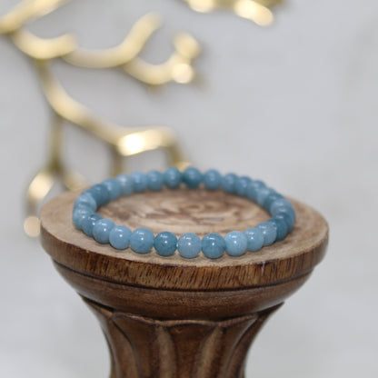 Aquamarine Beaded Bracelet Bracelets Humanity 6mm Beads Aquamarine 