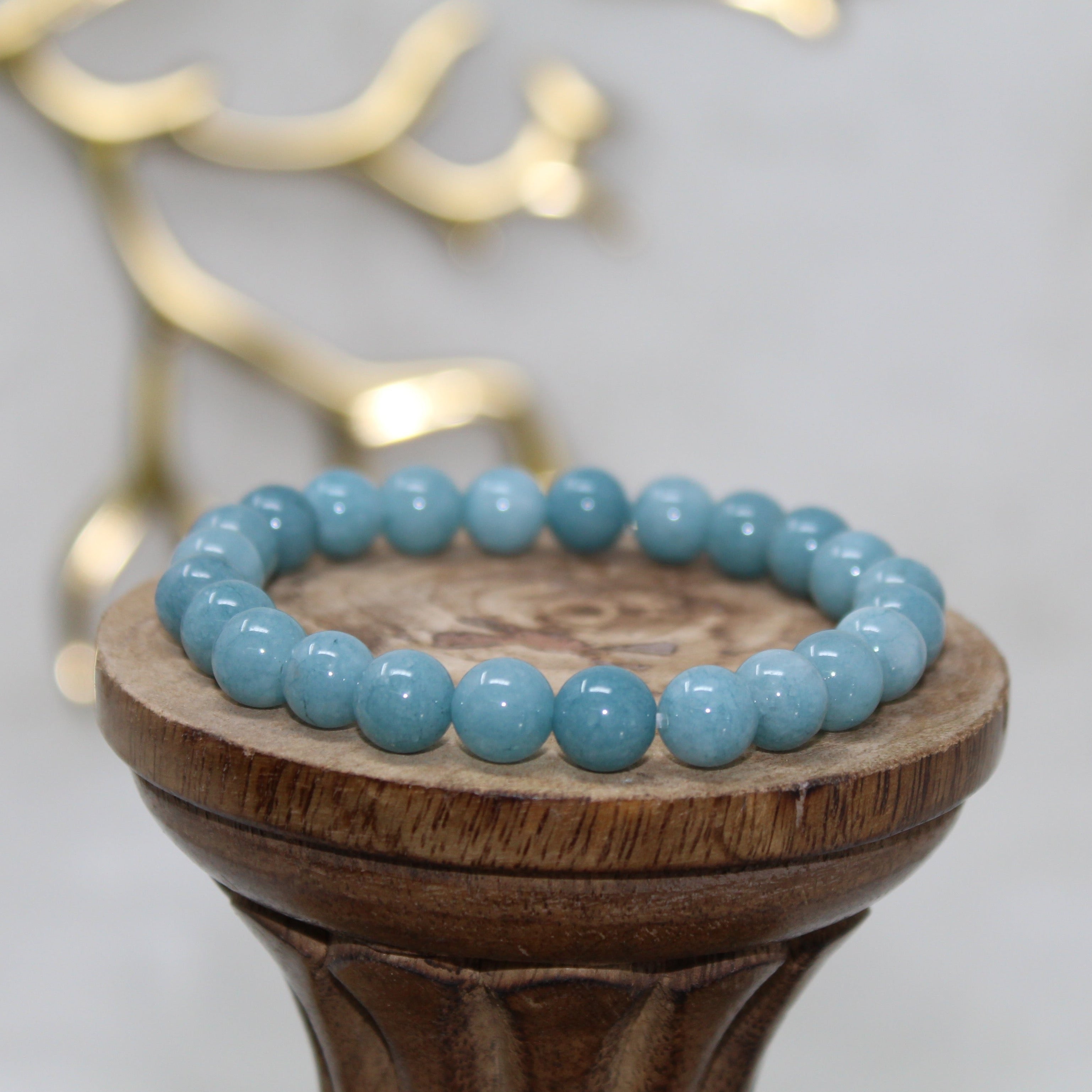 Aquamarine Beaded Bracelet Bracelets Humanity 8mm Beads Aquamarine 