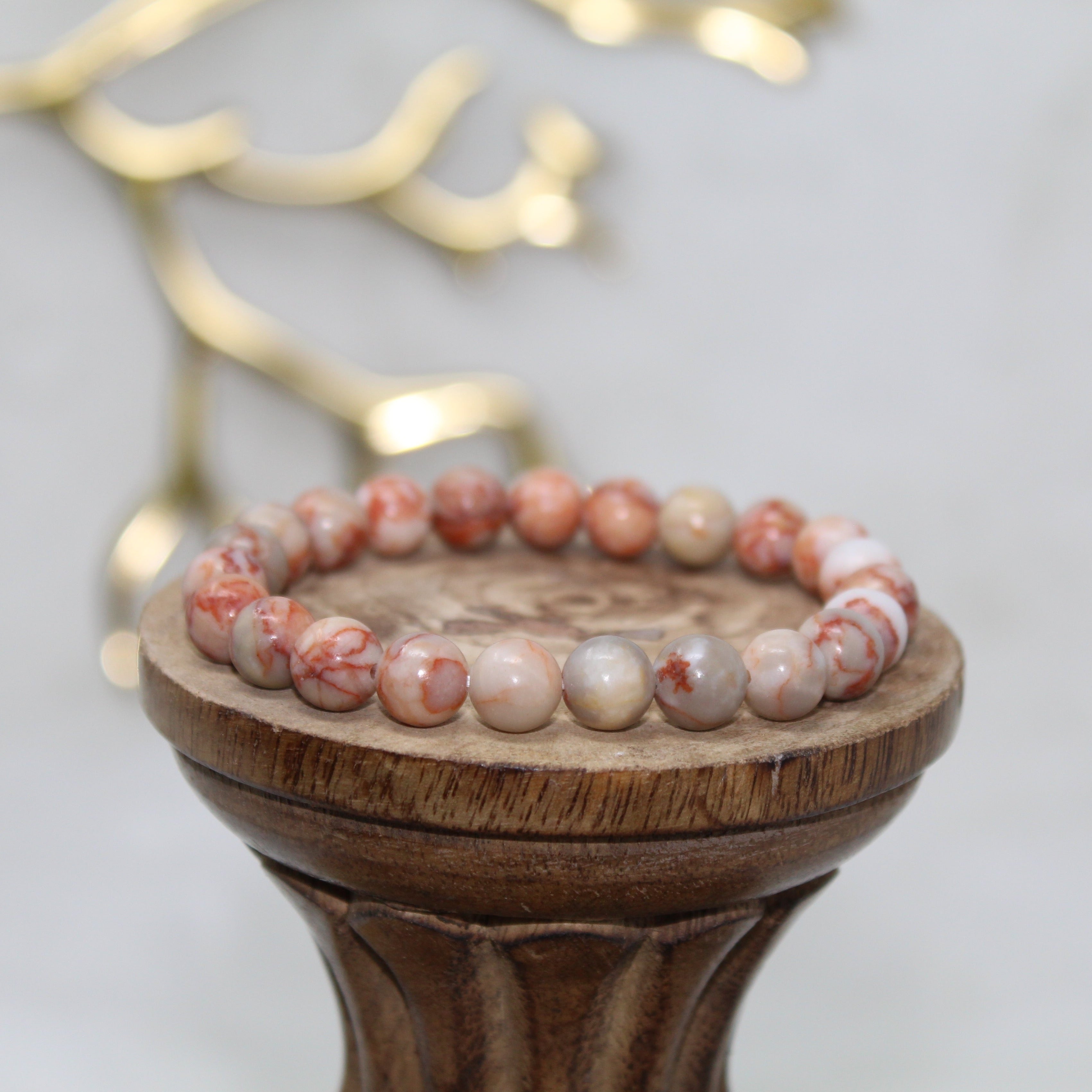 Botswana Agate Beaded Bracelet Bracelets The Sunset Stone 8mm Bead Agate 