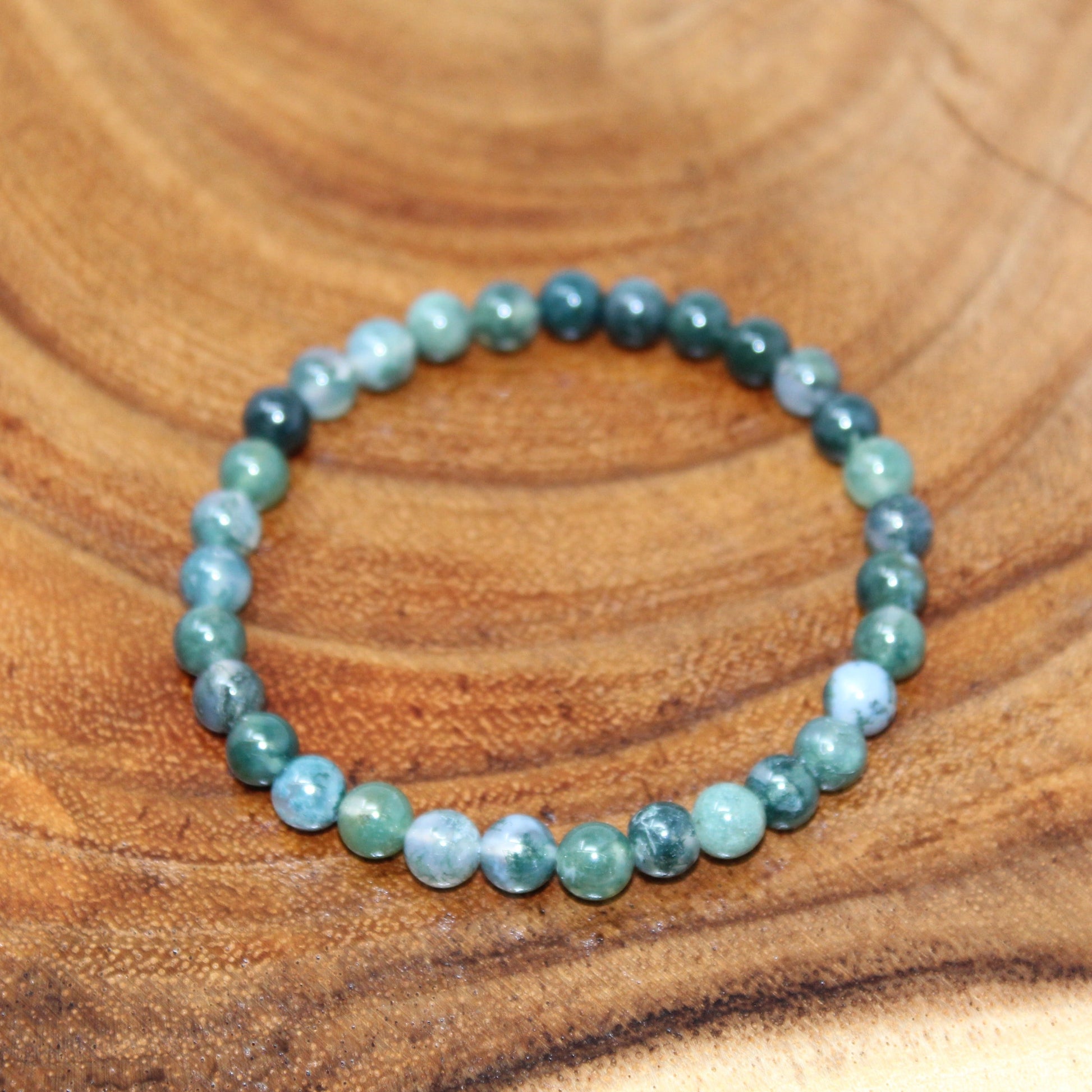 Moss Agate Beaded Bracelet Bracelets Strong & Victorious 