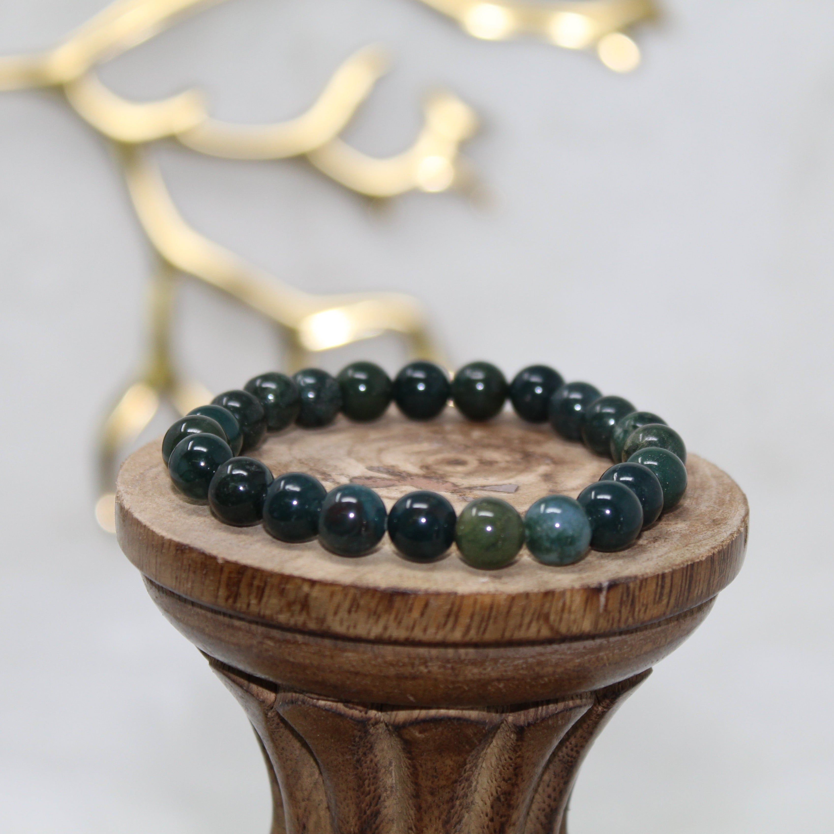 Moss Agate Beaded Bracelet Bracelets Strong & Victorious 8mm Bead Agate 
