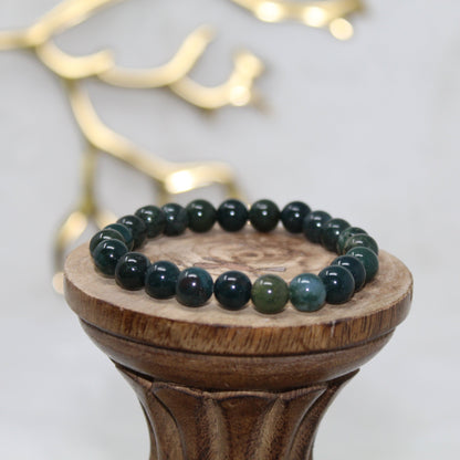 Moss Agate Beaded Bracelet Bracelets Strong & Victorious 8mm Bead Agate 